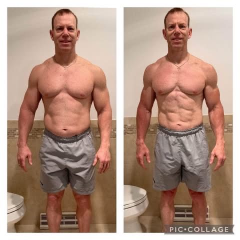 Before-and-after men's weight loss transformation photo, community member 4