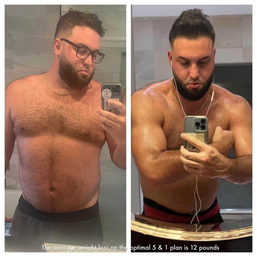 Before-and-after men's weight loss transformation photo, community member 7