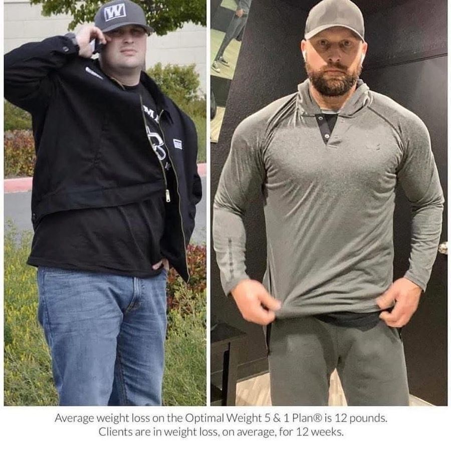 Before-and-after men's weight loss transformation photo, community member 10